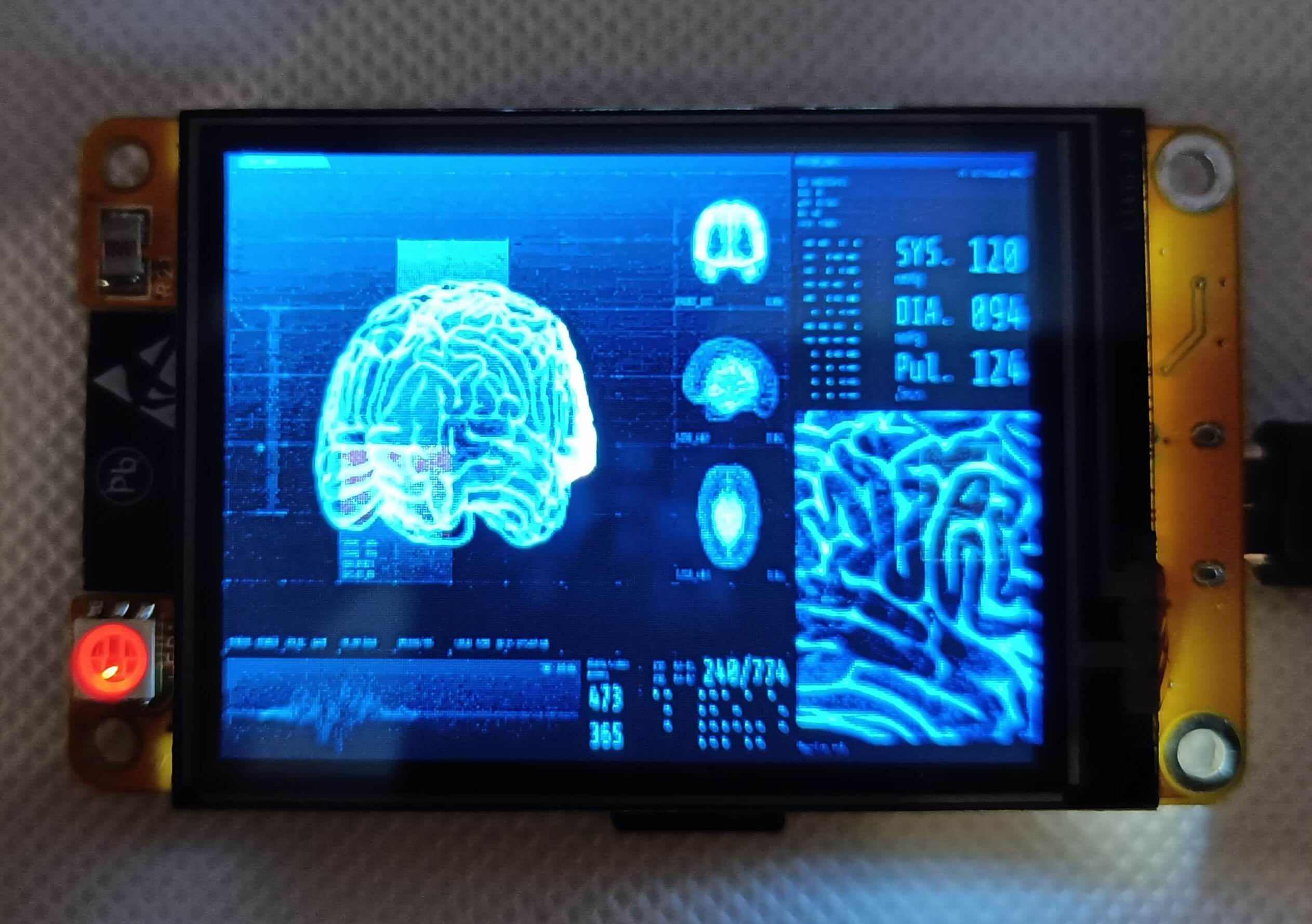 2.4 inch touch display installed for cosplay prop technology