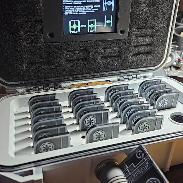 Imperial databank briefcase cosplay prop with interactive display